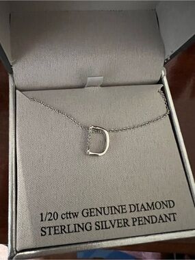 Sterling Silver Diamond Accent 'D' Initial Necklace - Sterling Silver